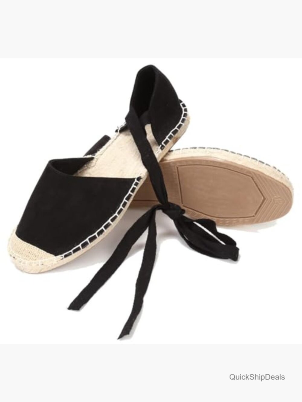 Faux Suede Cap-Toe Lace-Up Ankle Strap Espadrille Flat Sandals - Picture 5 of 7